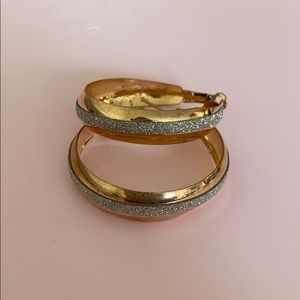 Two tone hoop sparkle earrings